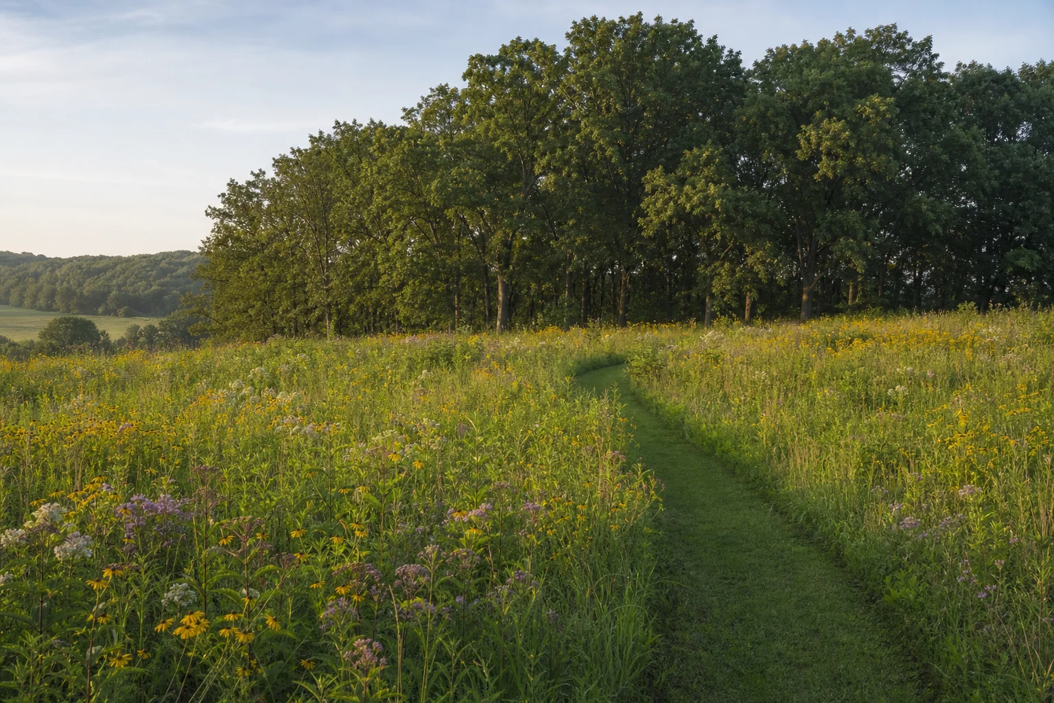 Native prairie trail at Galena Family Farm